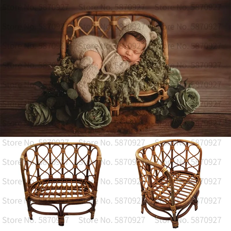 Handmade Baby Bamboo Bench Newborn Photography Props Wood Bed Infant Poses Baby Photography Prop Studio Background Props