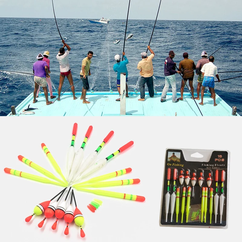 1 комплект (15 шт.) Вертикальный буй для ловли рыбы поплавки морской рыбалки разные