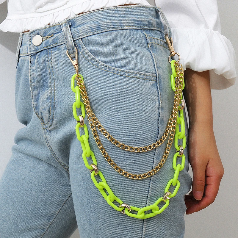 Цепочка для ключей мужская трехслойная неоновая из акрила цепочка бумажник