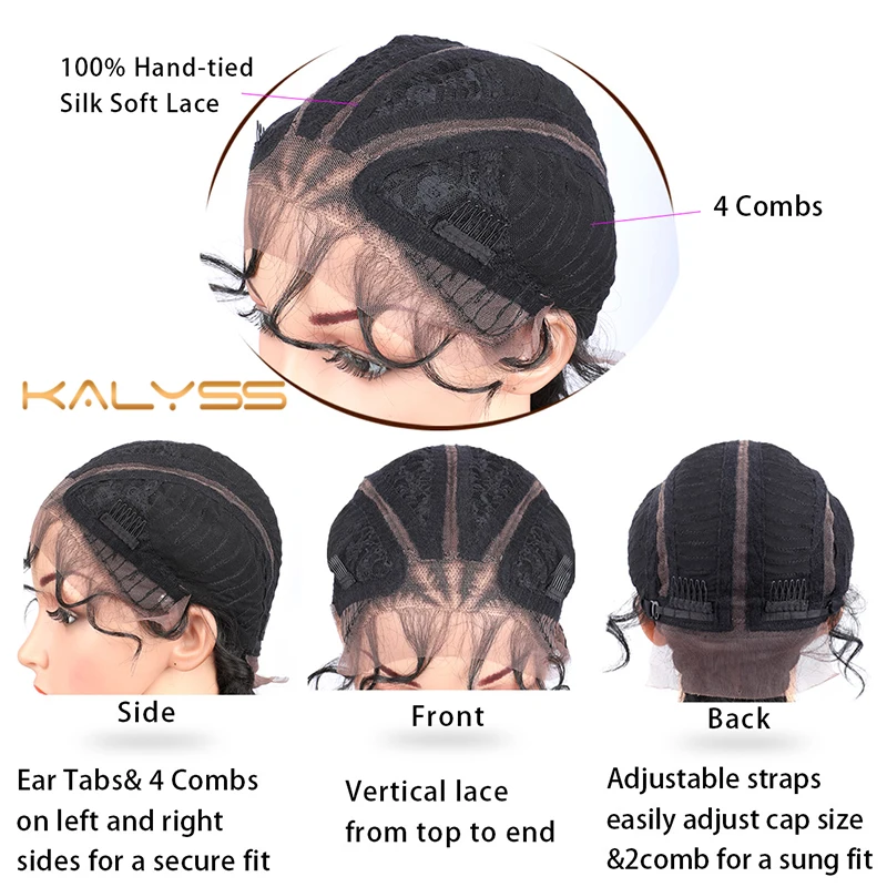 

Kalyss 26 Inches Hand Braided Synthetic Lace Front Cornrow Wigs 4 Ponytails Soft Lace Frontal Twist Braided Wigs with Baby Hair
