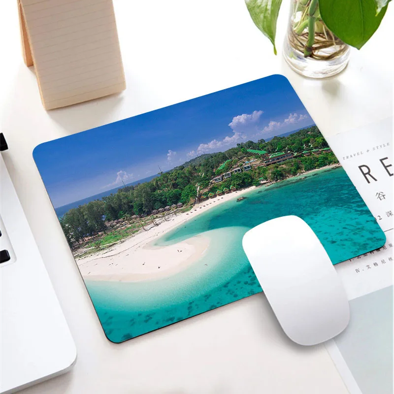 

25*29cm Seaside Beach Sunny Landscape Small Size Learning Gamer Mouse Pad Gaming Accessories Waterproof Non-slip for PC Desk Pad