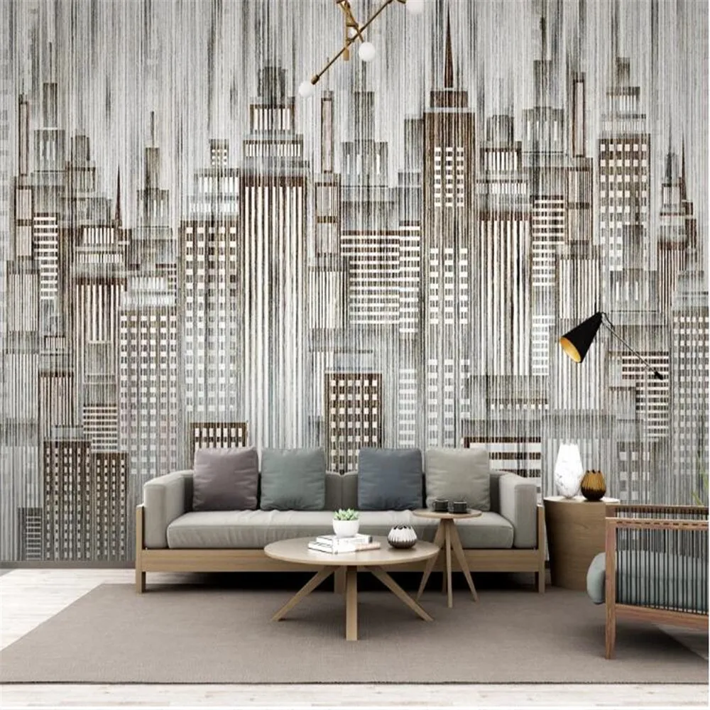 Настенный ретро фон с вертикальной полосой и изображением города милофи в