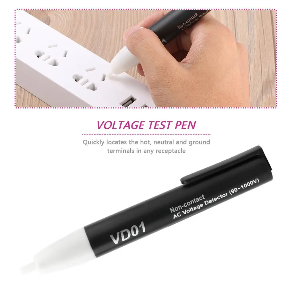 

Hot Professional AC 90~1000V Electric Voltage Detector LED Light Pen Machine Tools Non Contact Tester Sensor Pen Stick