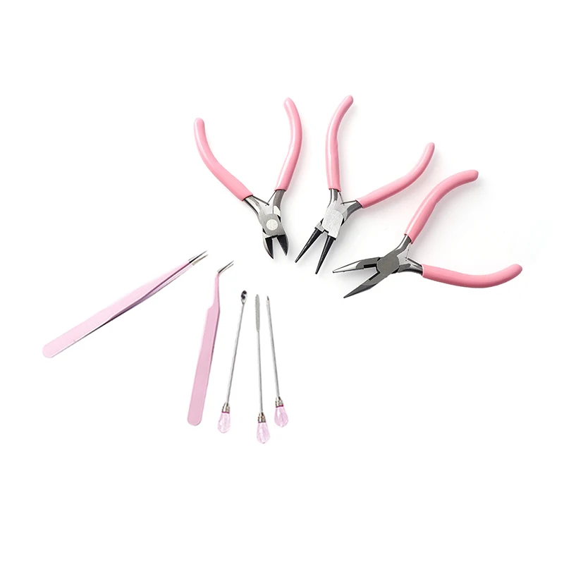 

DIY Fashion Accessories Jewelry Repair Mini Tool Set Pink Pincers Ring Tweezers Fashion Jewelry Making Kit