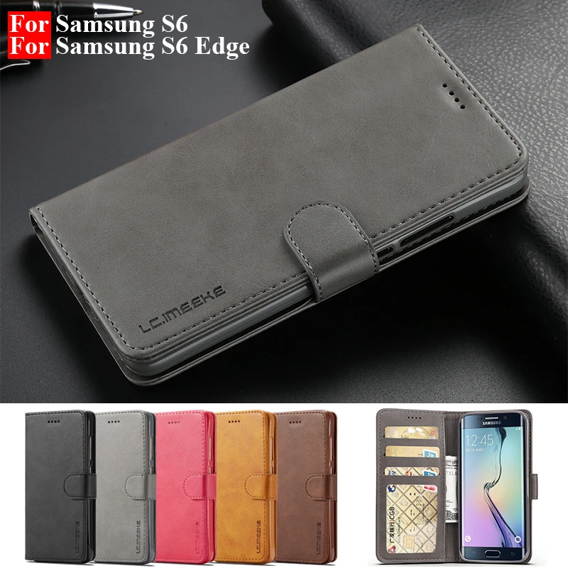 S6 Чехол для Etui Samsung чехол флип телефона Galaxy Edge кожаный с 9 отделениями карт кошелек