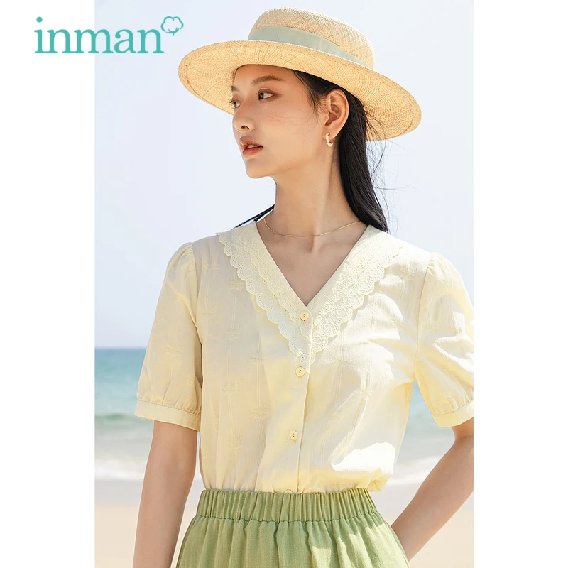 Женская кружевная блузка INMAN элегантная французская жаккардовая Блузка с