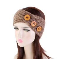new womens winter knitted headband with 3 wood button ear warmer head wrap bohemian style headbands hair accessories