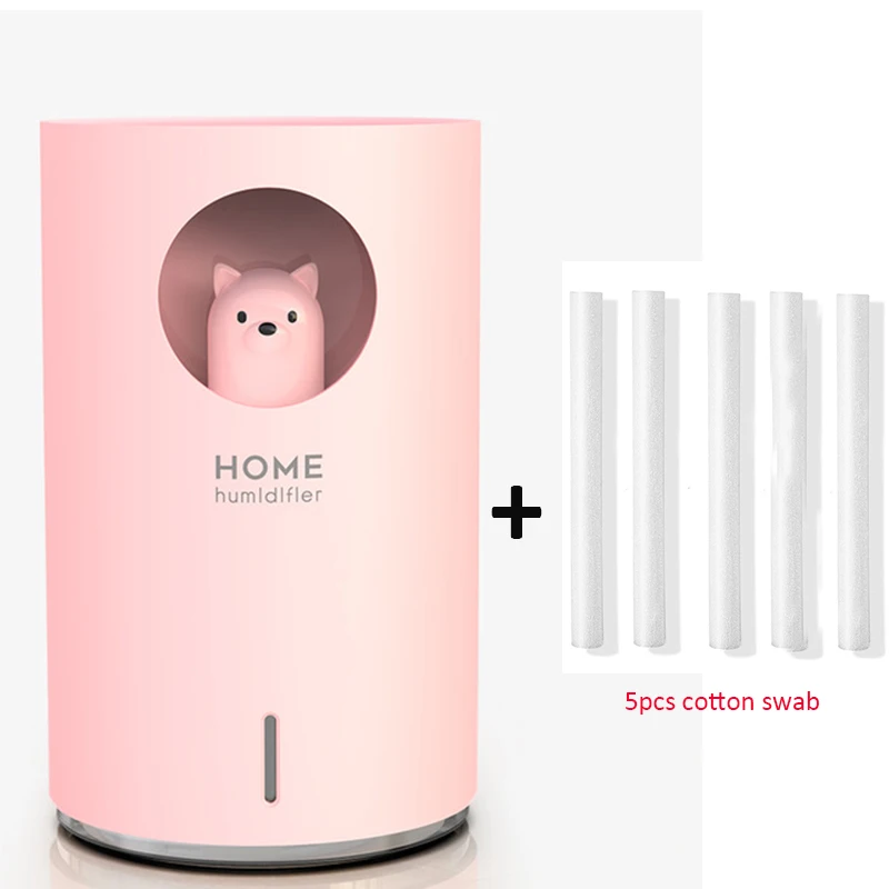 Pink Bear 5filter Домашний увлажнитель 700 мл большой Ёмкость USB воздушный увлажнитель воздуха Арома-диффузор для эфирных масел с Цвет светодиодный светильник очиститель воздуха распылитель, распылитель - Цвет: Pink Bear 5filter