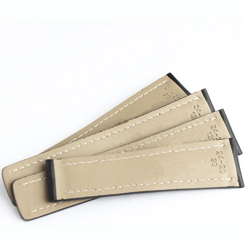 20mm 22mm 24mm Black Smooth Genuine Leather Strap Watch Band Deployment Clasp For Breitling Navitimer