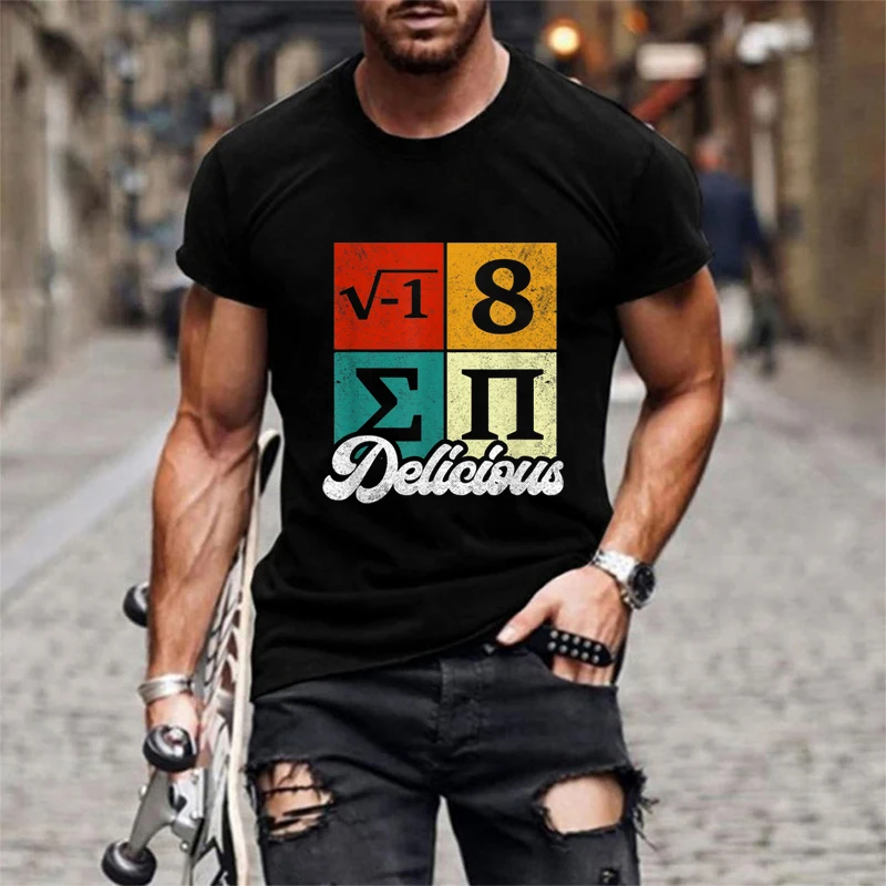 

Men's T-shirt Top Quality 100% Cotton Funny Mathematics Symbol Pi Design Printing O-neck Men Tshirt Cool T-shirt Male Tee Shirts
