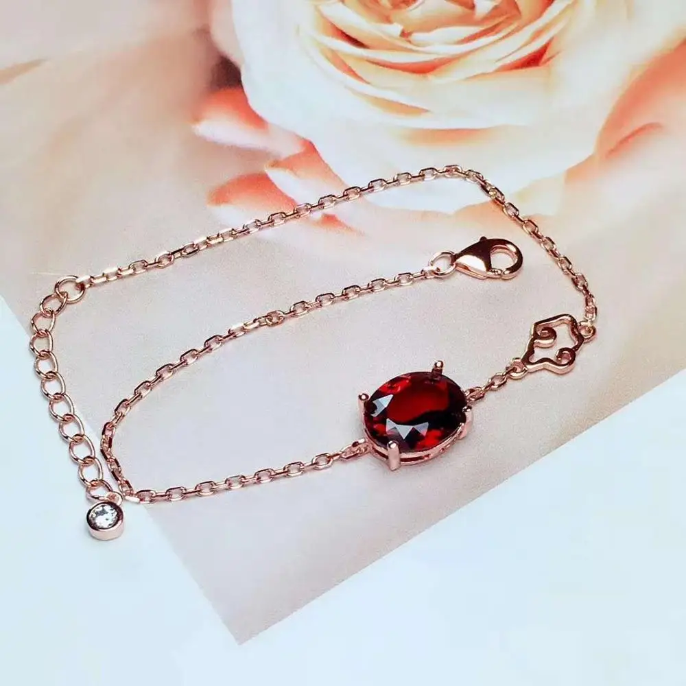 Чистый натуральный и гранатовый браслет-цепочка Бесплатная доставка гранат 925