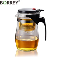 borrey borosilicate glass teapot heat resistant glass teapot with tea infuser filter puer kettle 500ml kung fu tea flower teapot