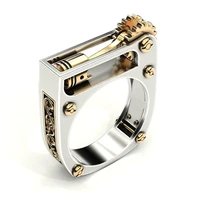 drop shipping fashion geometry of the mechanical ring classic vintage women men gold silver color ring jewelry accessories