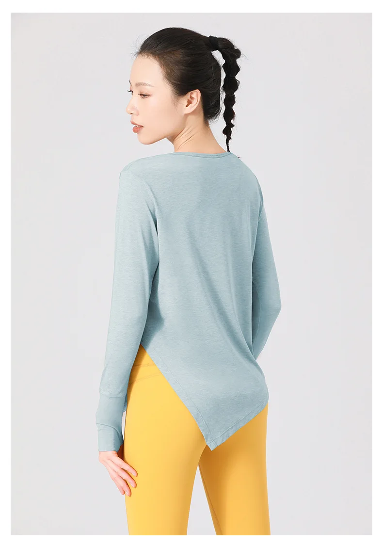 Women Tops Yoga Clothes Women Spring and Summer Breathable and Quick-drying Nude Loose Long-sleeved T-shirts Running Fitness