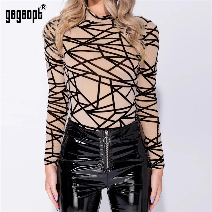 Женский сетчатый комбинезон Gagaopt вечерние комбинезоны с геометрическим принтом