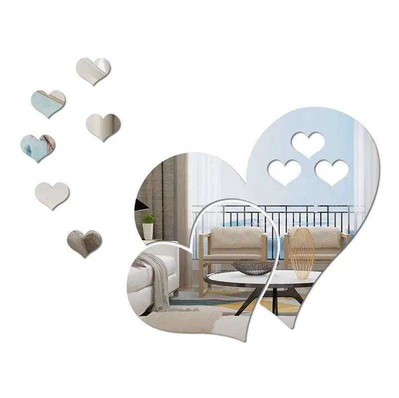 3D зеркальные наклейки на стену любовь сердце наклейка Сделай Сам домашний декор