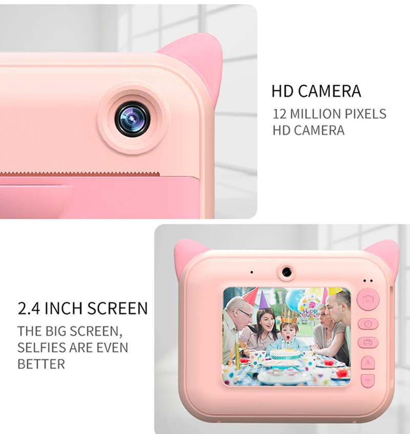 

Children Camera Kids Instant Print Camera Thermal Photo Portable Pocket Dual Lens Selfie Camera With Thermal Paper For Kids Gift