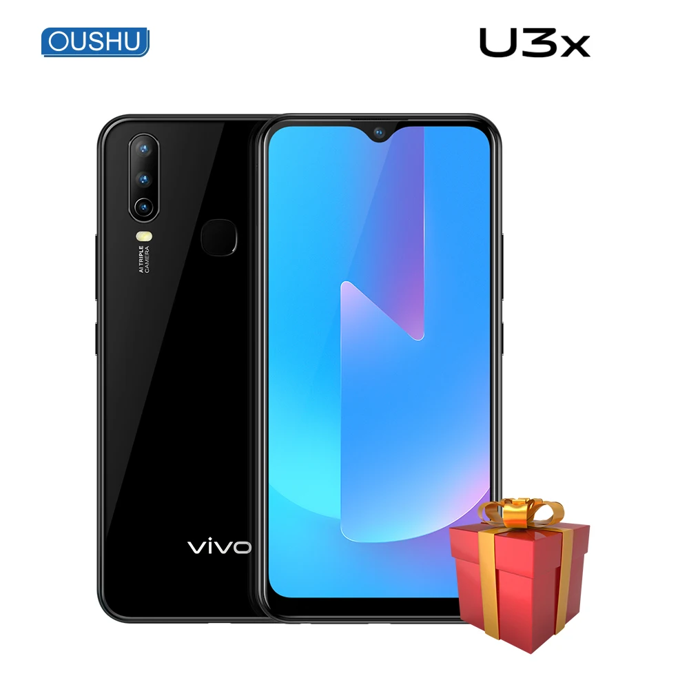 Профессиональный смартфон Vivo U3x Celular Andriord Octa Core 5000mAh Big Battey 18W Dash с 3 тыловыми