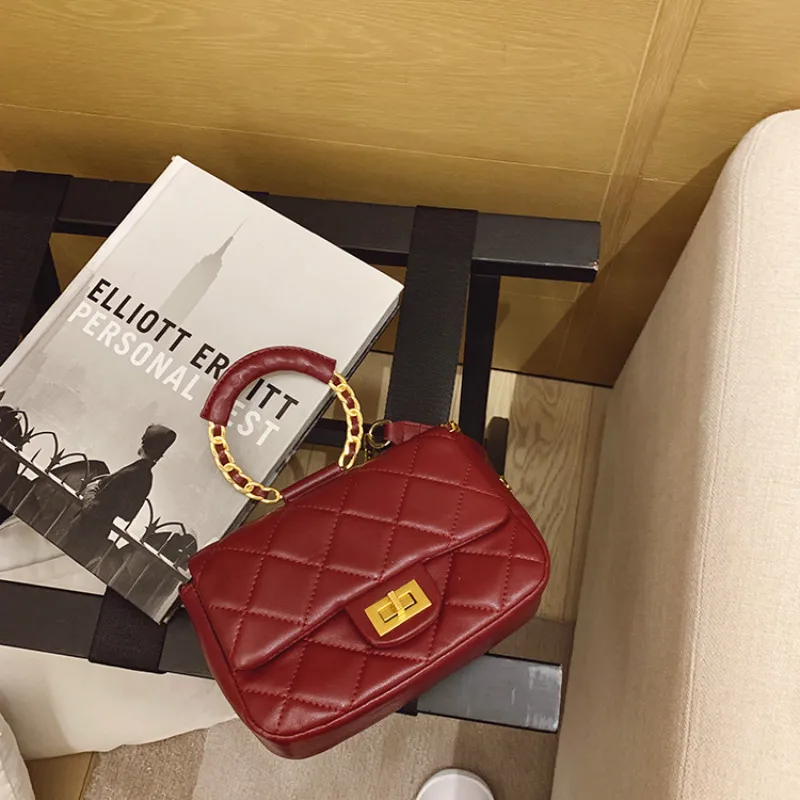 

New Split Leather Simplicity Chain Bag Female Bag New Fashion Texture Messenger Single Shoulder Portable Small Bag Louie Vuiton