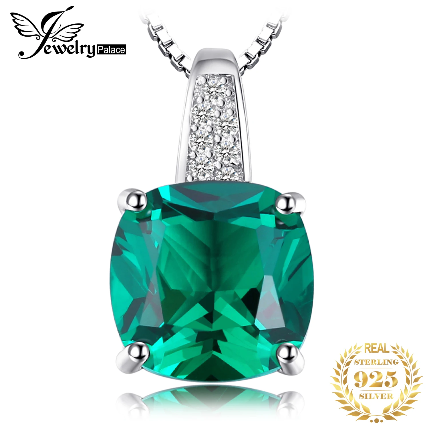 JewelryPalace – collier avec pendentif en argent Sterling 925 pour femme  imitation d'émeraude verte