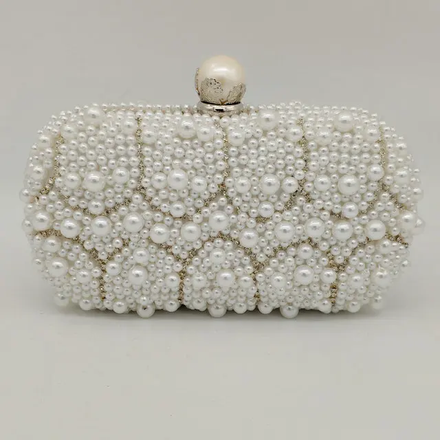 MIL1177-WHI Boutique De FGG элегантная жемчужная застежка белые женские вечерние сумки с бисером официальные свадебные вечерние сумки и кошельки Сумка-клатч невесты - Цвет: MIL1177-WHI