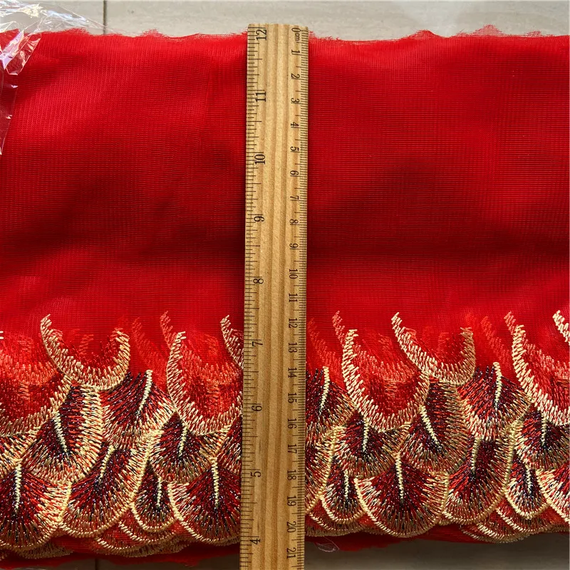 NLI LY Тюлевая сетчатая красного цвета с вышивкой и золотистый черный полиэстер