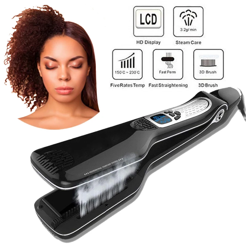 Профессиональный Выпрямитель для волос Паровая электрическая расческа двойное