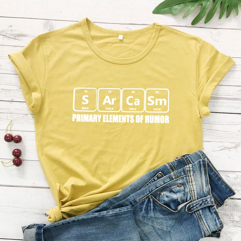 Sarcasm Primary Ele Мужская футболка ts Of Humor Повседневная летняя футболка с круглым вырезом и принтом в виде стола мужские футболки Женская графическая забавная футболка
