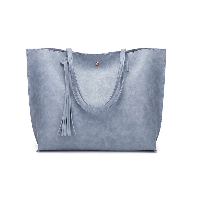 Сумка на плечо женская с кисточками модный саквояж из мягкой кожи сумочка тоут в