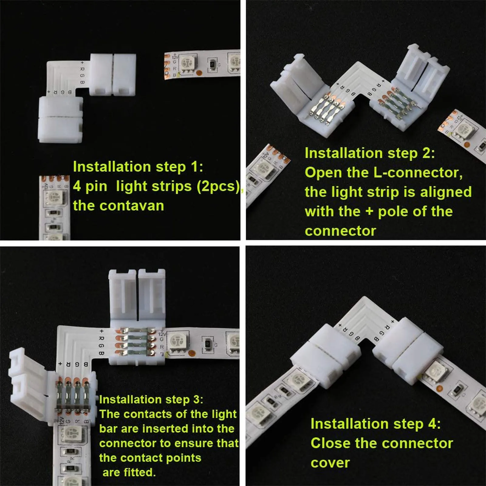 

40# 10pcs Led Strip Light Connector Multifunctional L Type Connector Led Tape Extension Cord Durable High Quality Tools Part