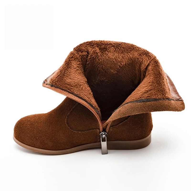 Ботинки Dolakids для девочек кожаные ботинки детские средней длины с боковой молнией