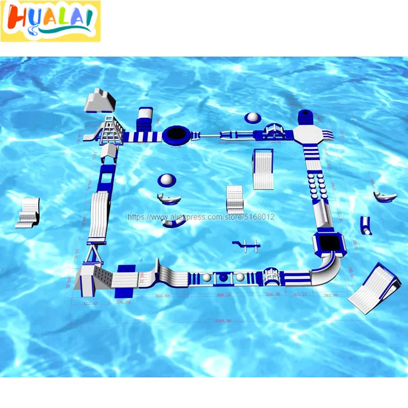 Открытый огромный надувной плавающий аквапарк спортивный бассейн для озера