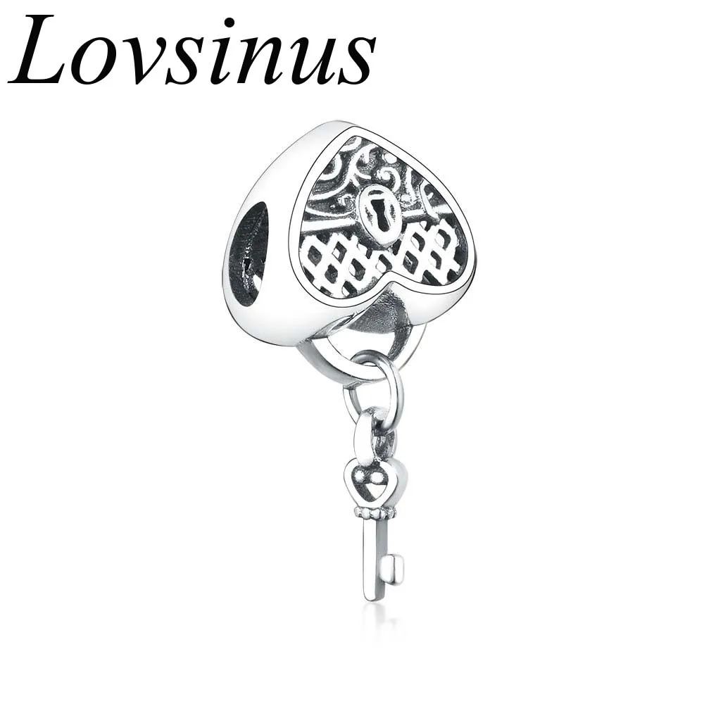 Fit Original Europe Charm Bracelets Authentic 925 Sterling Silver Key to My Heart Dangle For Women Man DIY Jewelry Making | Украшения и