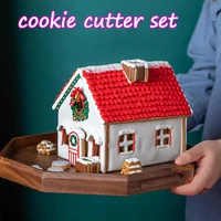 1810pcs 3d christmas cookie cutters xmas stainless steel gingerbread house cutter set with snowman reindeer tree baking mold