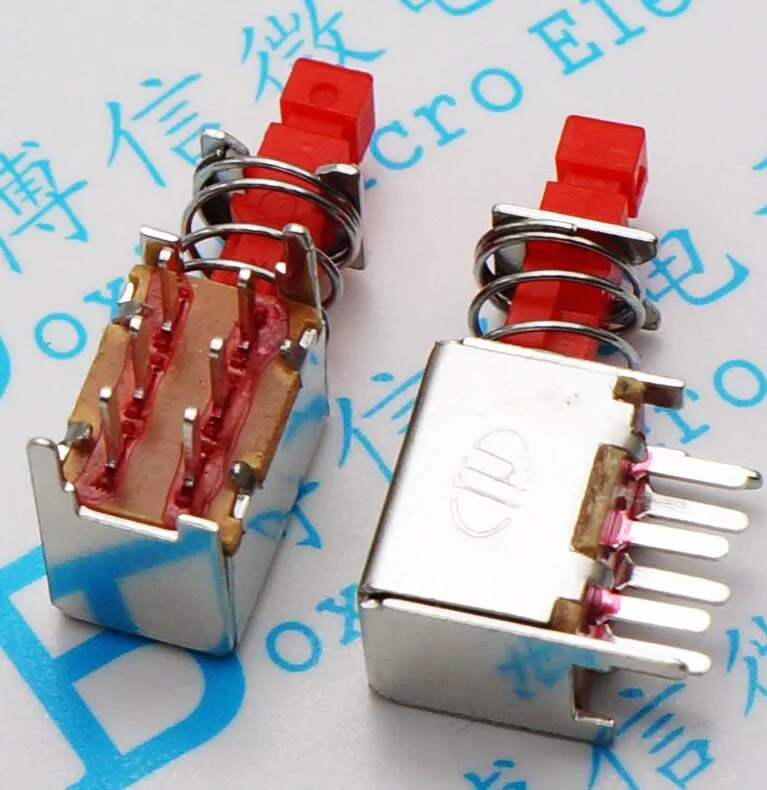 

5PCS A03 Straight Key Switch PS-22F02 Hexapod with Lock Self-Locking Switch / Red Button Key Switch
