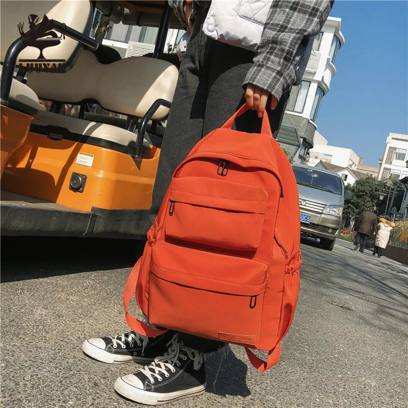 

LUUYAH New Waterproof Nylon Female Backpack Solid Color Casual Travel Backpack Teenagers Women Large Capacity Girl Schoolbag Bag