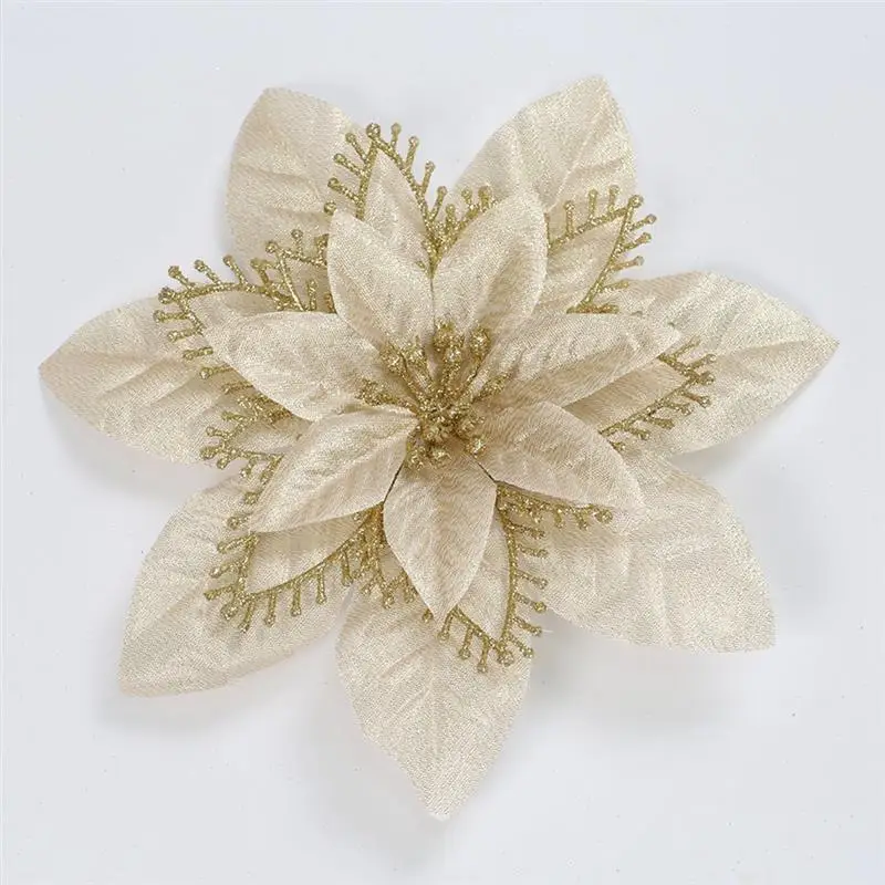 10 шт. искусственные цветы для украшения блестящие поддельные Poinsettia DIY домашнее