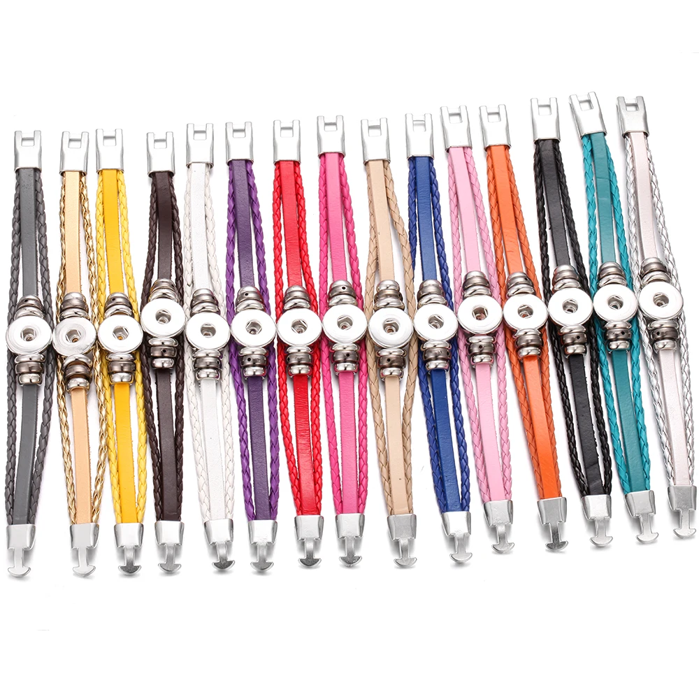 

Snap Charms Bangle Bracelet 18mm Vocheng Interchangeable Braided Leather Button Jewelry Bracelets for Women NN-461 Boho