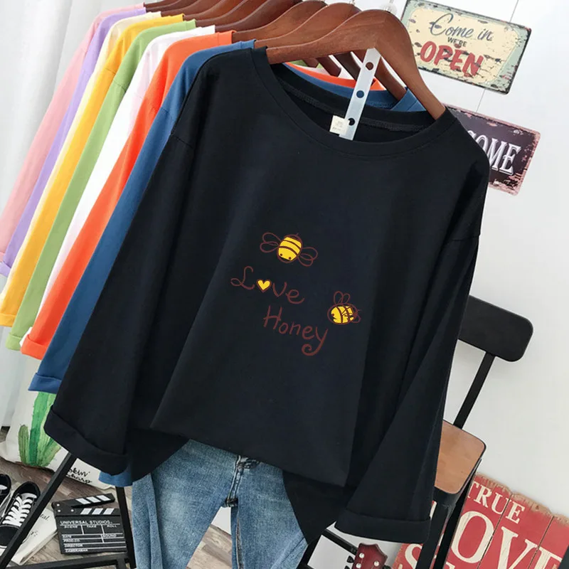 Весенне-осенние модные повседневные женские футболки с длинными рукавами