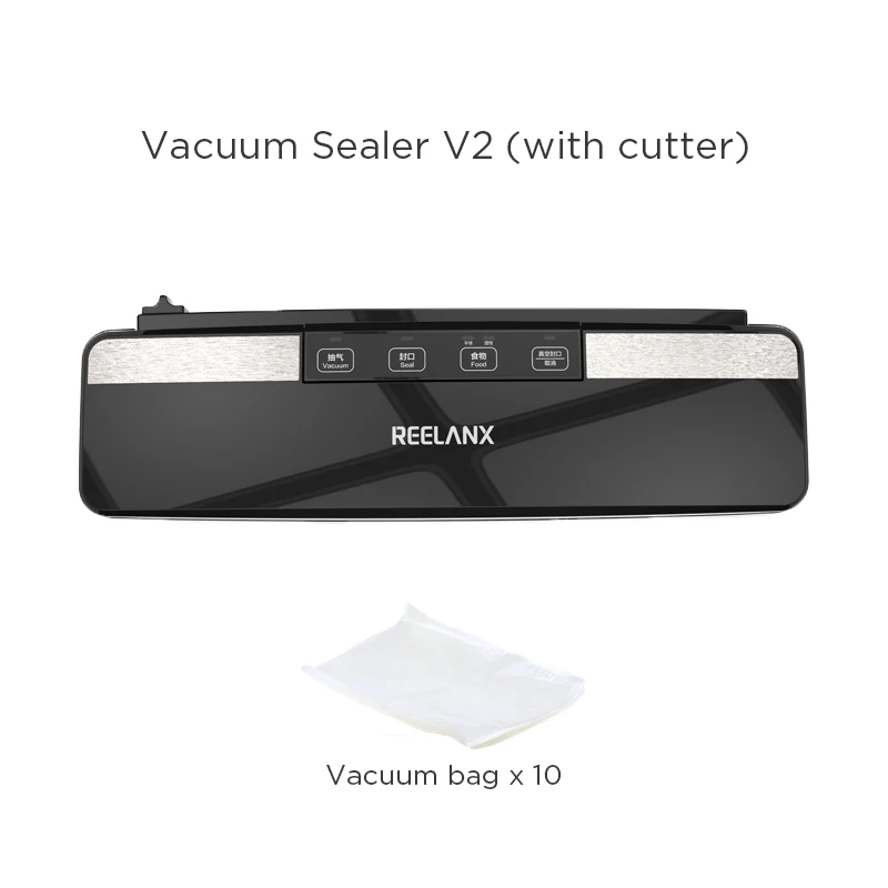 V2 with Cutter REELANX вакуумный упаковщик Lite V2 встроенный резак 220 В автоматическая упаковочная машина для пищевых продуктов 10 бесплатных пакетов лучший вакуумный упаковщик для кухни - Цвет: V2 with Cutter