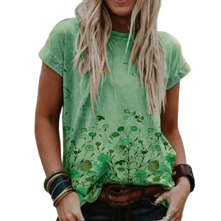 

Summer Oversize Floral Print T Shirts Women Short Sleeve Casual Loose Plus Size Tops Fashion Street O-Neck Female Tshirt 2021