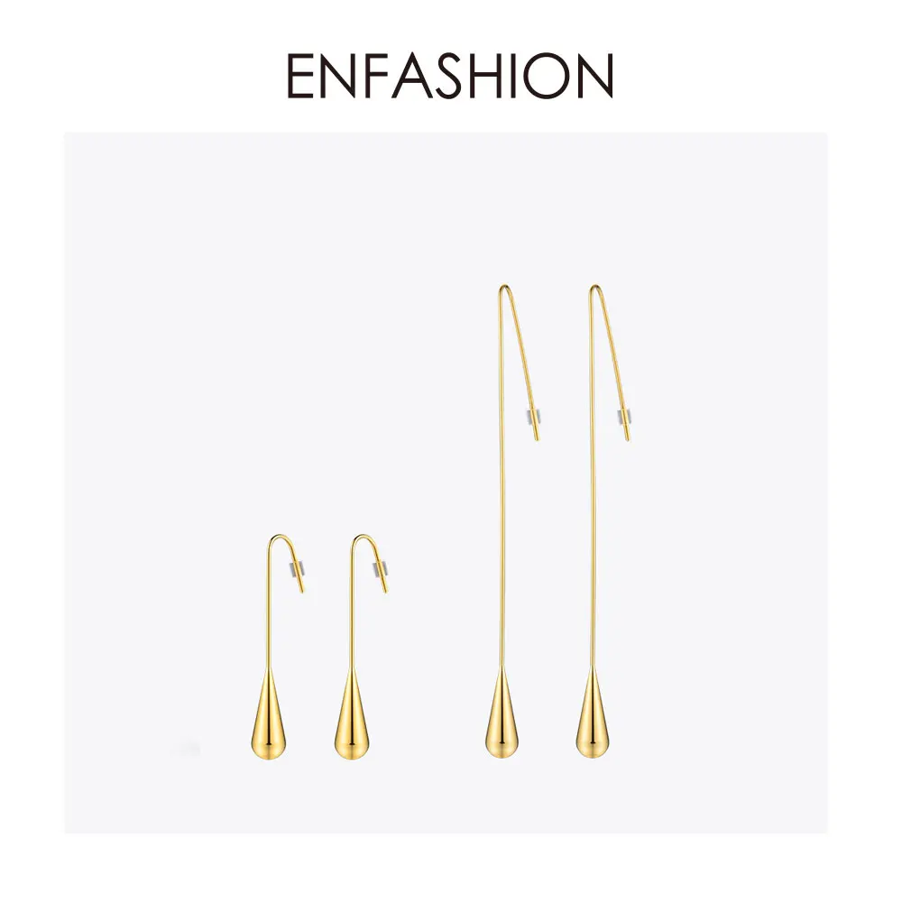 Enfashion, висячие серьги в форме капли воды, серьги золотистого цвета, висячие серьги для женщин, длинные серьги, модные ювелирные изделия brinco