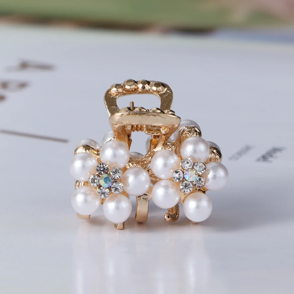 1 шт. Ретро жемчуг коготь для волос Краб горный хрусталь цветок заколки золотые