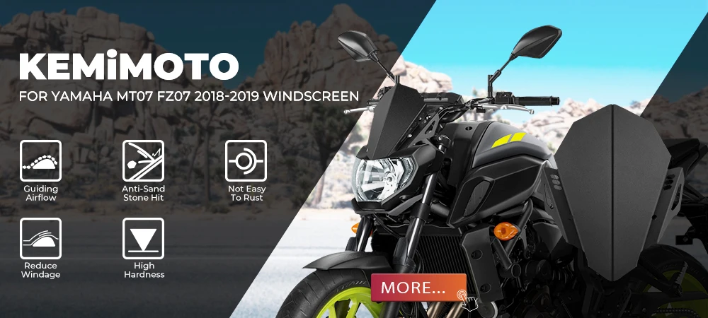 KEMiMOTO для Yamaha MT07 мотоцикл ветер экран дефлектор ветрового стекла MT 07 FZ 07 FZ07 экран с кронштейном