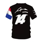 Горячая Распродажа Летняя мужская F1 гоночная футболка для мужчин, альпийская команда, голубой рукав, 3D печать, гоночный Свободный дышащий спортивный топ для мужчин