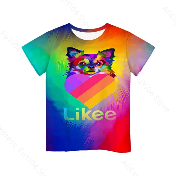 

Likee Cute 3D Cartoon T Shirt Kids Clothes Summer Short Printed LIKEE the Fox T-shirt Boys Streetwear Teenager Children Top