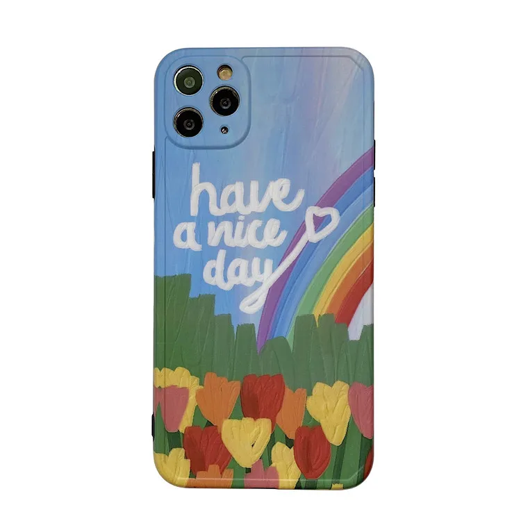 

Art Retro Abstract Oil Painting Rainbow Flowers Phone Case For iPhone 11 Pro Max Xr Xs Max X 7 8 Plus Cases Soft Silicone Cover
