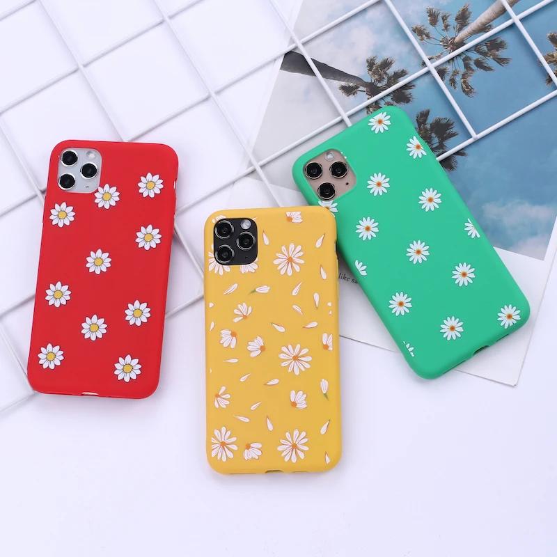 

Daisy Vintage Fashion Flower Phone Cover For iPhone 12 Pro Max X XS XR Max 7 8 7Plus 8Plus 6S SE Soft Silicone Candy Case Fundas