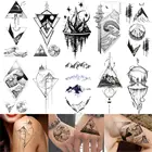 Временные татуировки с горами, треугольные, морские, морские, волнистые, боди-арт, руки и ноги, водные, Переводные, поддельные татуировки, наклейка с изображением леса листов