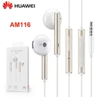 Наушники Huawei AM 116 с микрофоном и регулировкой громкости, металлическая гарнитура 3,5 мм для xiaomi huawei P7 P8 P9 Lite P10 Plus Honor 5X 6X Mate 7 8 9, оригинал